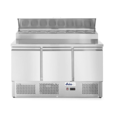 Saladette 3 portes avec vitrine refrigeree GN surelevee 380 L - 230V/310W - 1365x702xH1265 mm (Arktic)  au meilleur prix sur Res