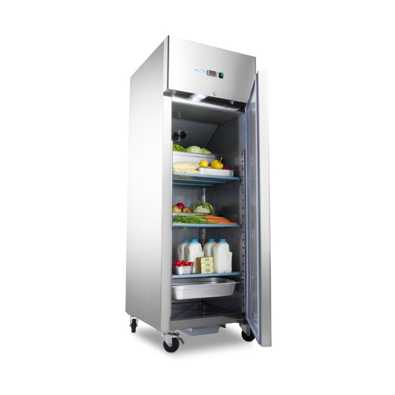 Réfrigérateur 600L GN 2/1 sur roulettes 3 étagères réglables acier inoxydable contrôle numérique - Maxima  au meilleur prix sur 