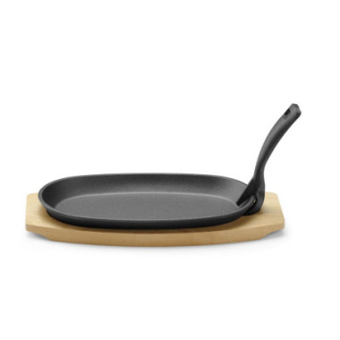 Plat en fonte avec dessous en bois et poignee avec pince - Noir - 280x140xH30 mm (HENDI)  au meilleur prix sur Restock CHR