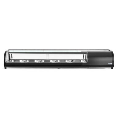 Vitrine a sushis - Capacite : 5 x GN 1/2 H40 mm (bacs inclus). - Noir - 220-240V/190W - 1800x420xH265 mm (Arktic)  au meilleur p