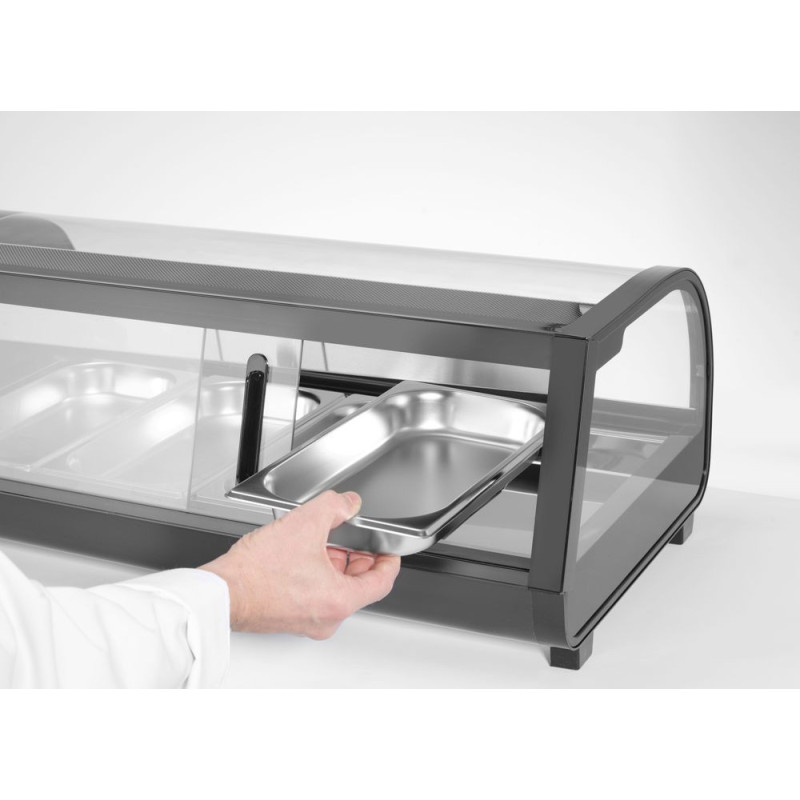 Vitrine a sushis - Bacs inclus : 6 x GN 1/3 H40 mm. - GN 1/3 - Noir - 220-240V/190W - 1529x426xH296 mm (Arktic)  au meilleur pri