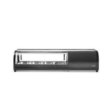 Vitrine a sushis - Bacs inclus : 4 x GN 1/3 H40 mm. - GN 1/3 - Noir - 220-240V/190W - 1177x426xH296 mm (Arktic)  au meilleur pri