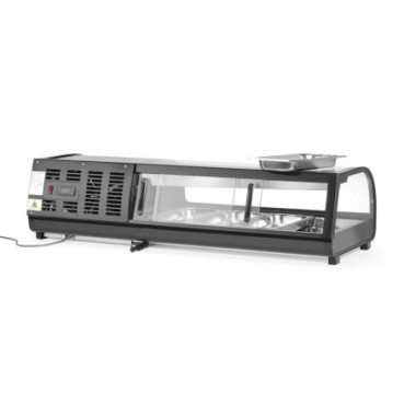Vitrine a sushis - Bacs inclus : 4 x GN 1/3 H40 mm. - GN 1/3 - Noir - 220-240V/190W - 1177x426xH296 mm (Arktic)  au meilleur pri